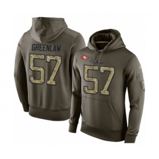 Football Men's San Francisco 49ers #57 Dre Greenlaw Green Salute To Service Pullover Hoodie - Jersey