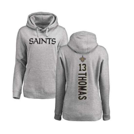 Football Women's New Orleans Saints #13 Michael Thomas Ash Backer Pullover Hoodie - Jersey