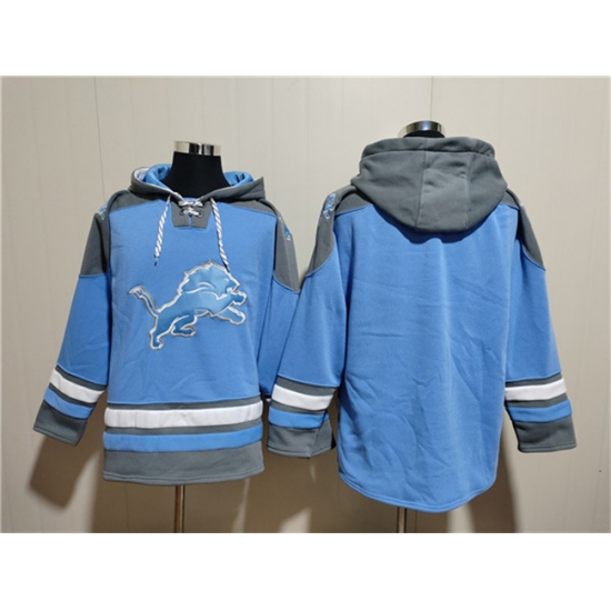 Men's Detroit Lions Blank Blue Ageless Must-Have Lace-Up Pullover Hoodie - Jersey