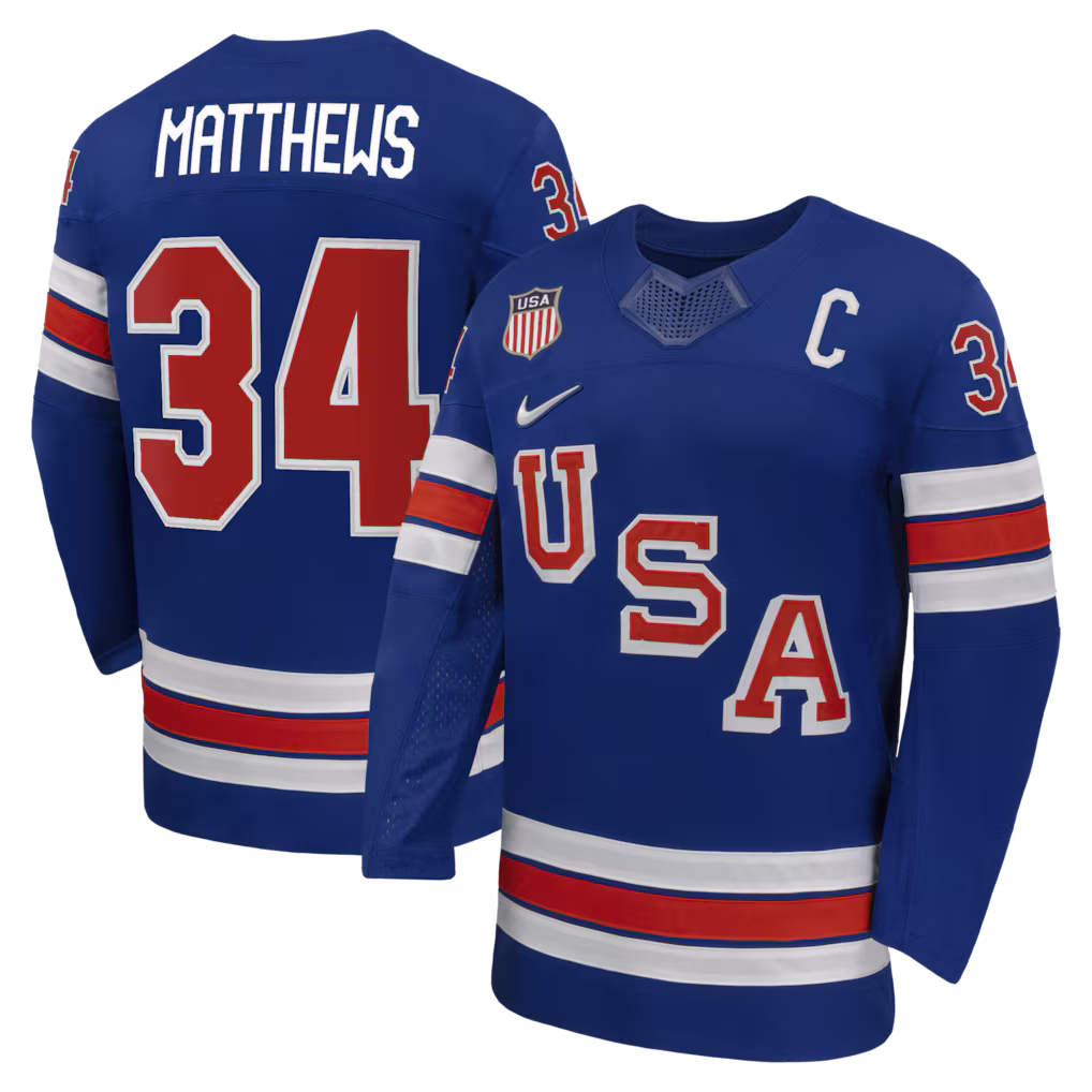 Men's Auston Matthews Nike Royal US Hockey 2026 Home Replica Jersey - Jersey