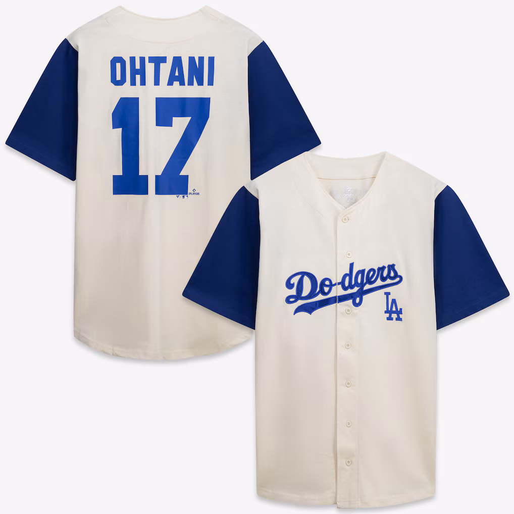 Men's Los Angeles Dodgers Profile Cream/Royal Big & Tall Two-Color Fashion Jersey - Jersey