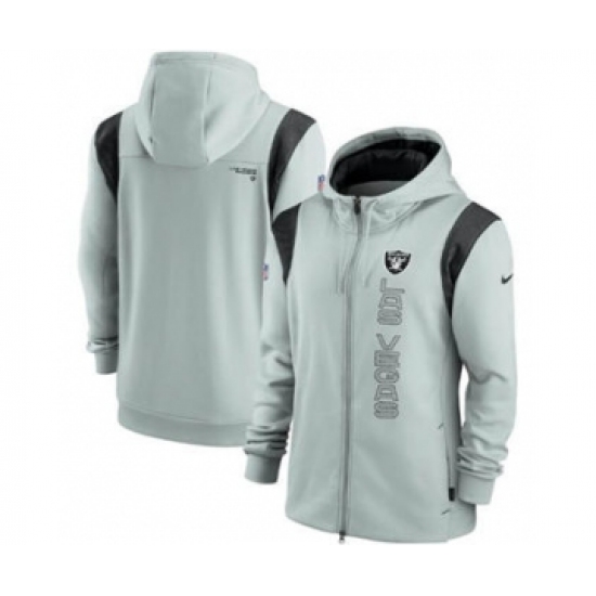 Men's Las Vegas Raiders 2021 Gray Sideline Team Performance Full-Zip Hoodie - Jersey
