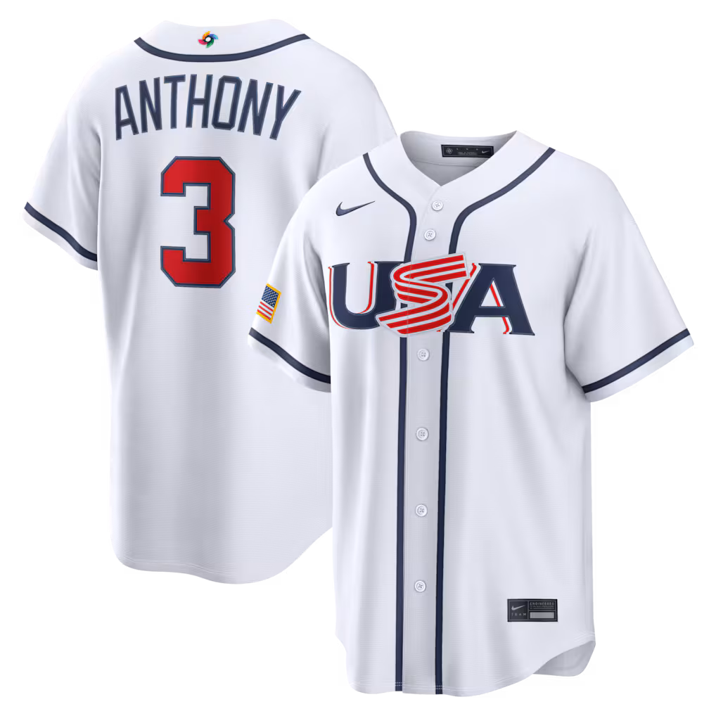 Men's USA Baseball Roman Anthony Nike White 2026 World Baseball Classic Home Stadium Jersey - Jersey