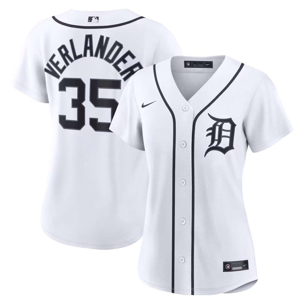 Women's Detroit Tigers Justin Verlander Nike White Home Replica Jersey - Jersey