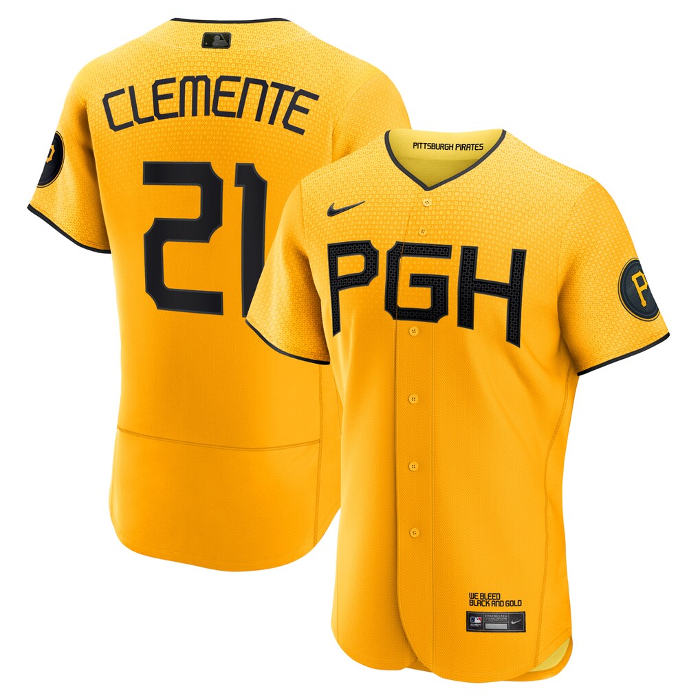 Men's Pittsburgh Pirates Roberto Clemente Nike Gold City Connect Authentic Player Jersey - Jersey