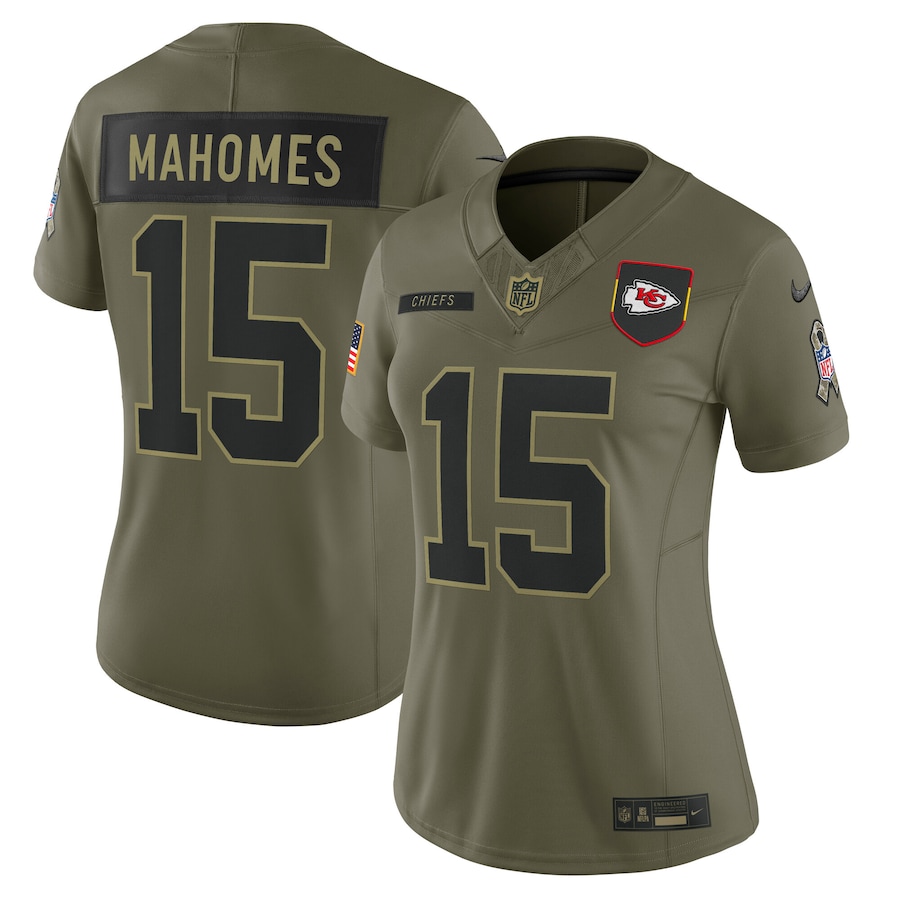 Women's Kansas City Chiefs Patrick Mahomes Nike Olive 2025 Salute to Service Limited Jersey - Jersey
