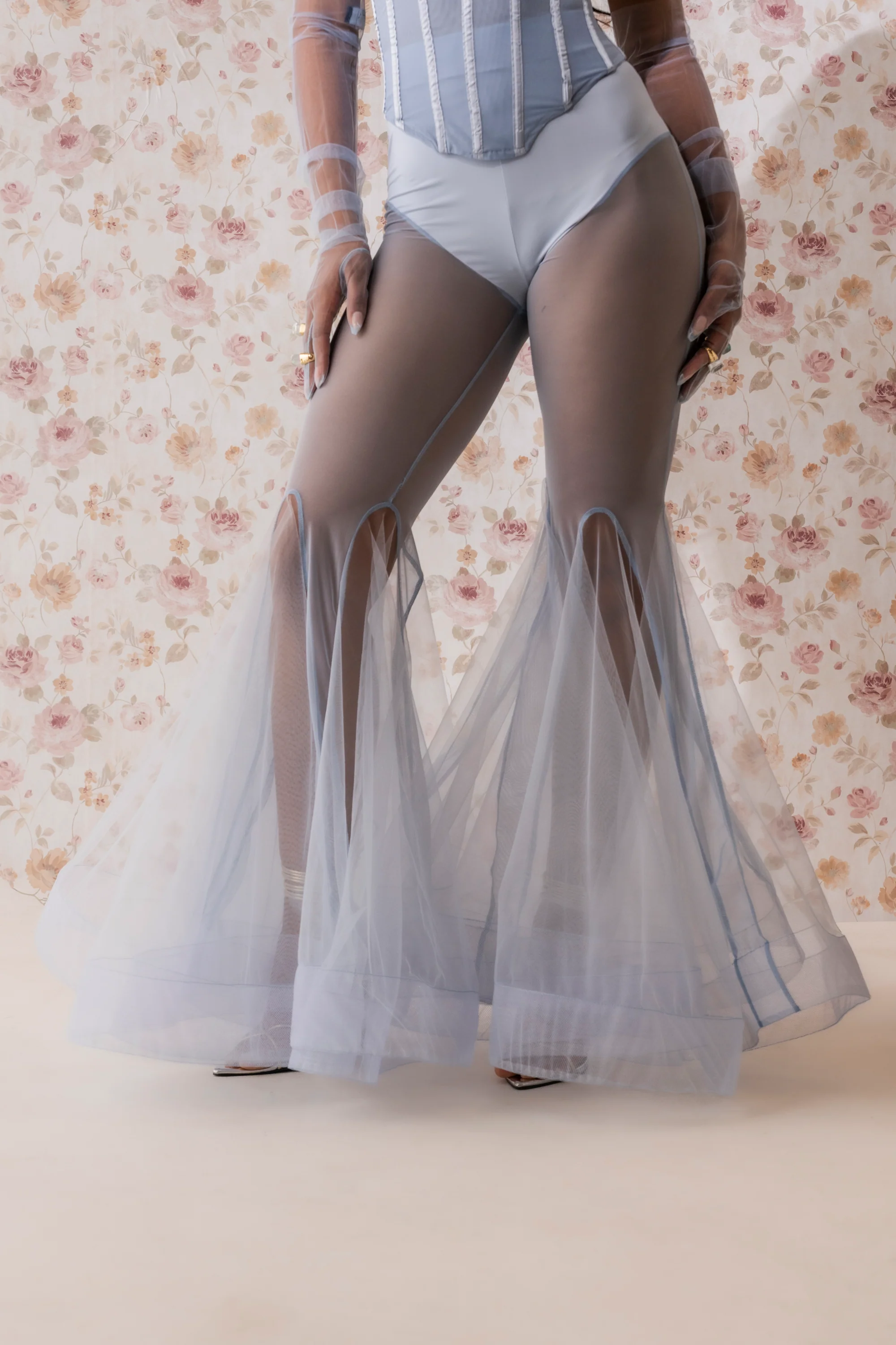FEELING BLUE MESH FLARE PANT - Akira Wear