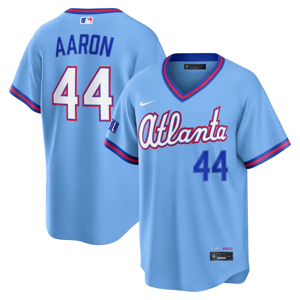 Men's Atlanta Braves Hank Aaron Nike Powder Blue 2026 City Connect Stadium Jersey - Jersey