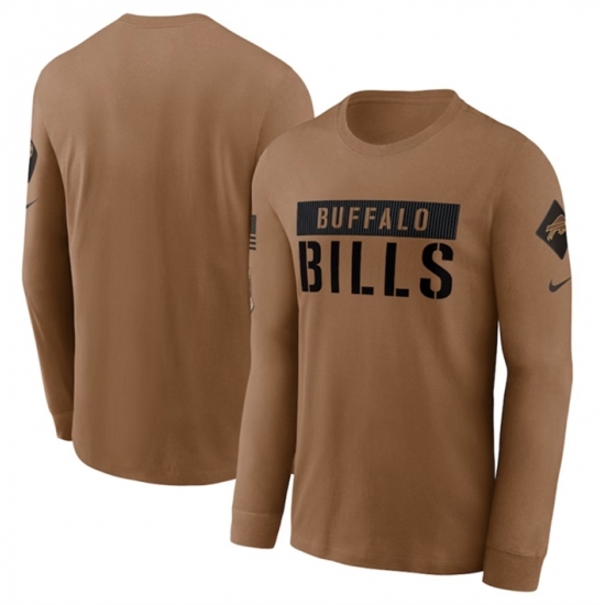 Men's Buffalo Bills 2023 Brown Salute To Service Long Sleeve T Shirt - Jersey