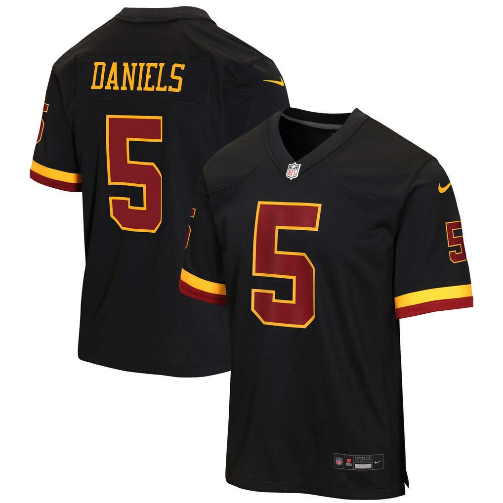 Youth Washington Commanders Jayden Daniels Nike Black Hail Raiser Alternate Game Jersey - Jersey