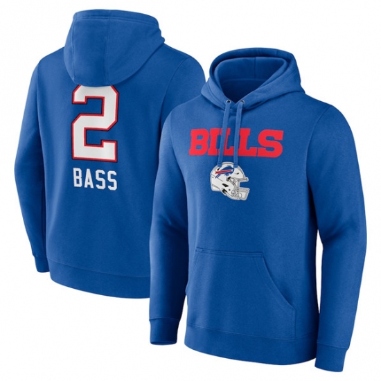 Men's Buffalo Bills #2 Tyler Bass Blue Team Wordmark Player Name & Number Pullover Hoodie - Jersey