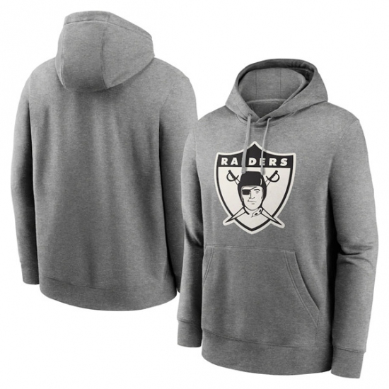 Men's Las Vegas Raiders Heather Gray Primary Logo Long Sleeve Hoodie - Jersey