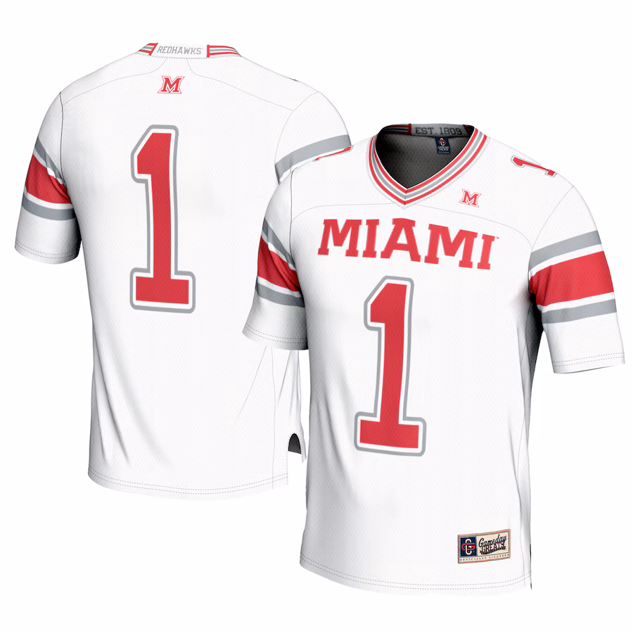 Men's GameDay Greats #1 White Miami University RedHawks Football Jersey - Jersey