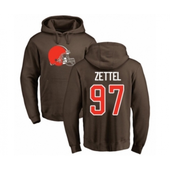 Football Cleveland Browns #97 Anthony Zettel Brown Name & Number Logo Pullover Hoodie - Jersey