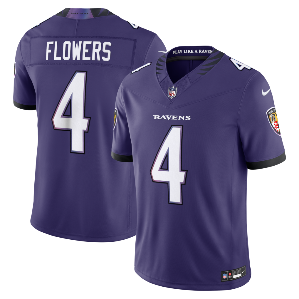 Men's Baltimore Ravens Zay Flowers Nike Purple Vapor F.U.S.E. Sewn Down Limited Jersey - Jersey