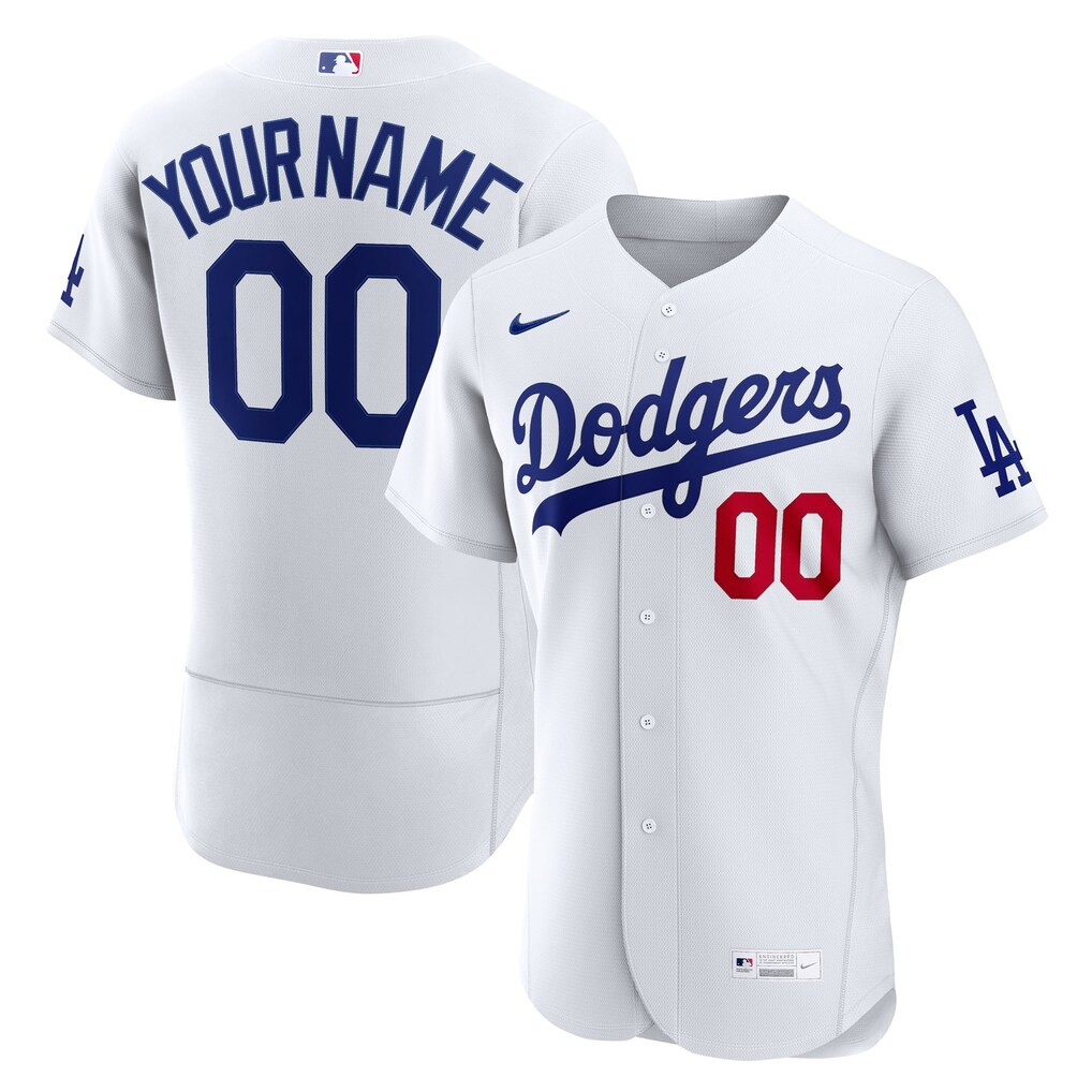 Men's Los Angeles Dodgers Nike White Home Authentic Custom Jersey - Jersey