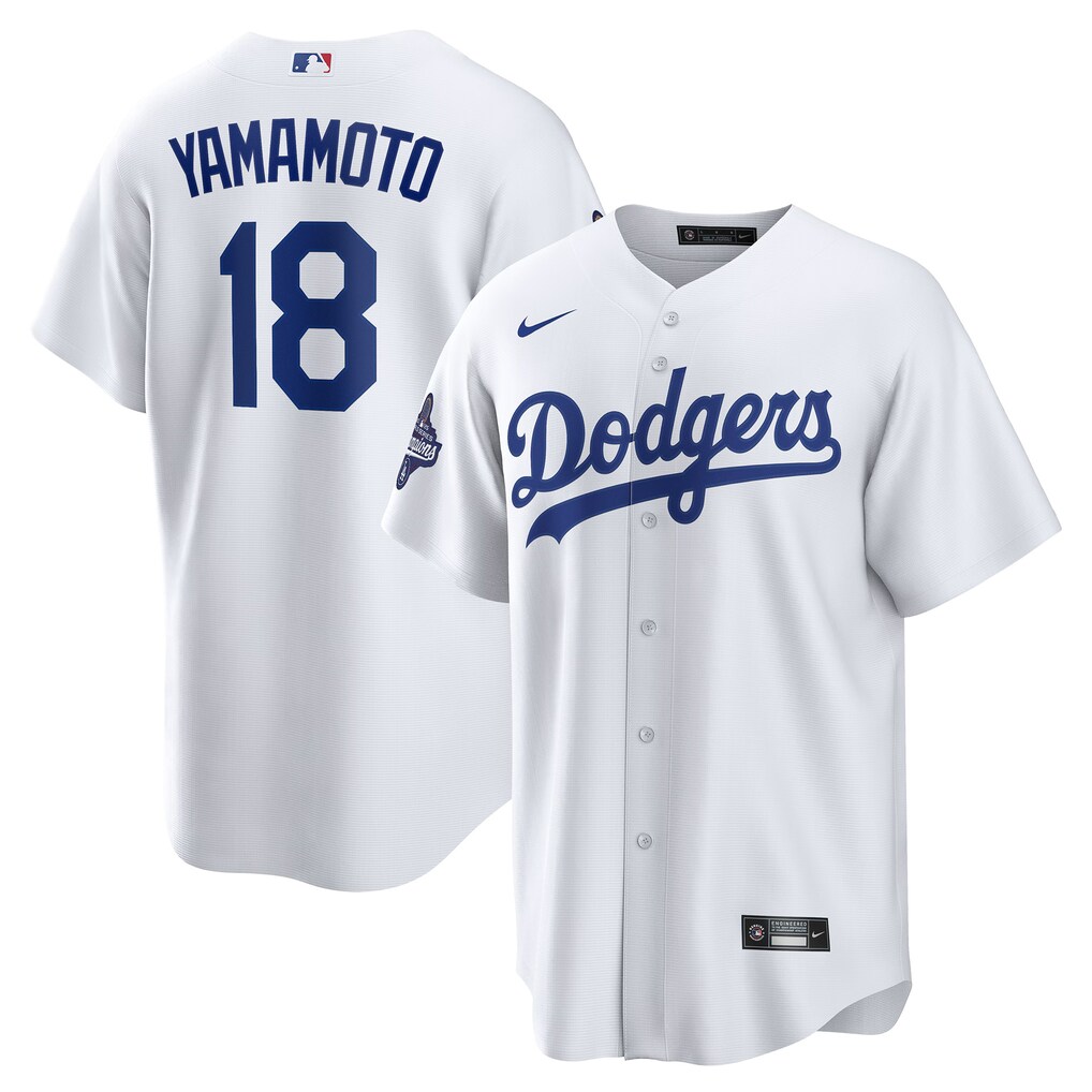 Men's Los Angeles Dodgers Yoshinobu Yamamoto Nike White 2025 World Series Champions Home Replica Jersey - Jersey