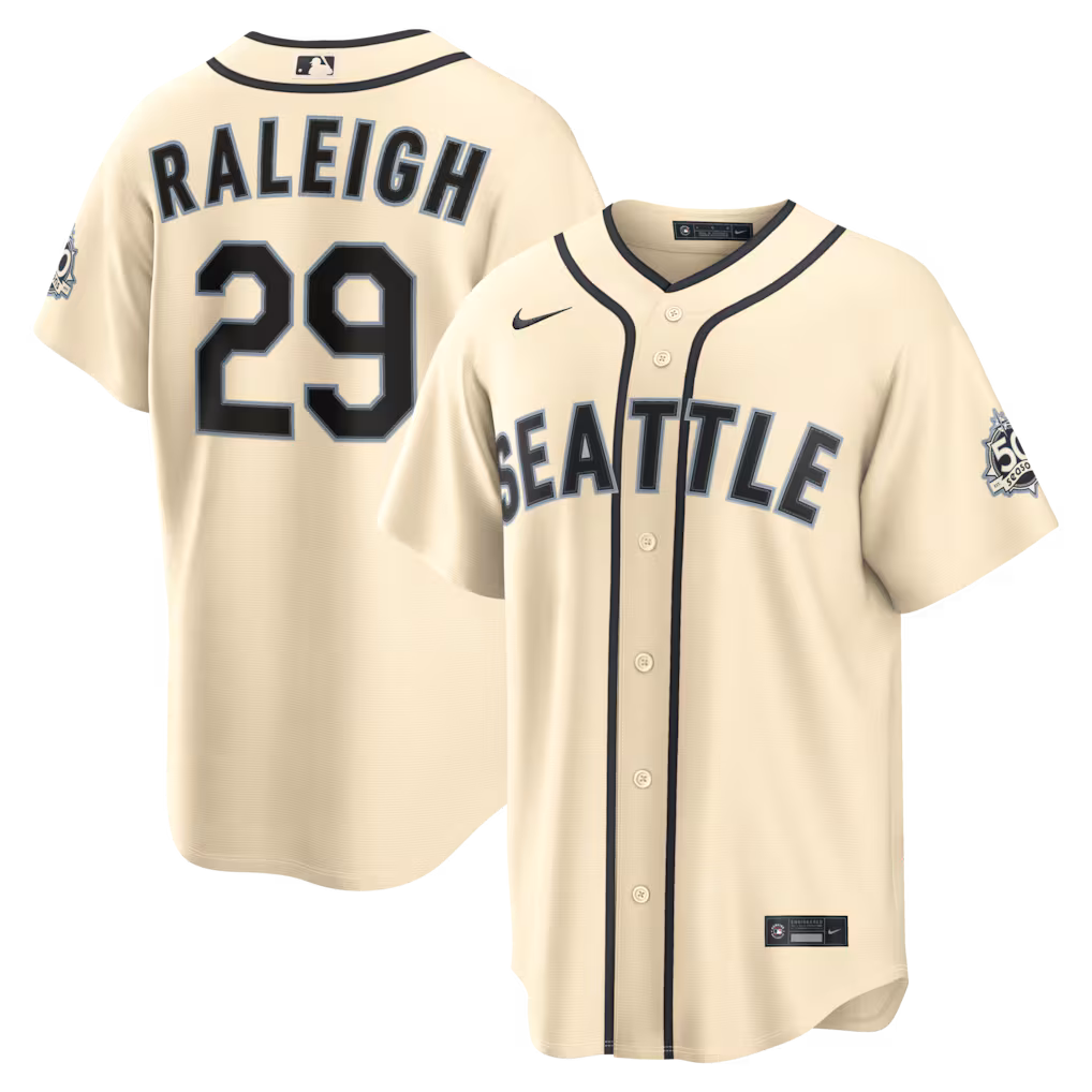 Men's Seattle Mariners Cal Raleigh Nike Cream Alternate Stadium Jersey - Jersey
