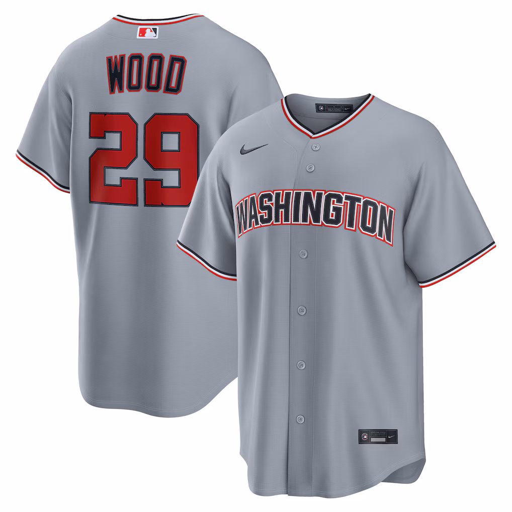 Men's Washington Nationals James Wood Nike Gray Road Replica Jersey - Jersey