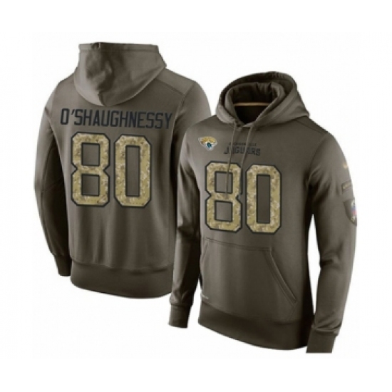 Football Men's Jacksonville Jaguars #80 James O'Shaughnessy Green Salute To Service Pullover Hoodie - Jersey