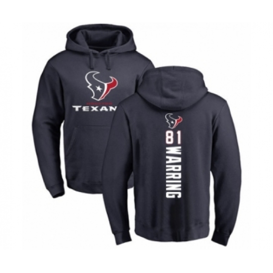 Football Houston Texans #81 Kahale Warring Navy Blue Backer Pullover Hoodie - Jersey