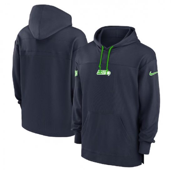 Men's Seattle Seahawks Navy Performance Pullover Hoodie - Jersey