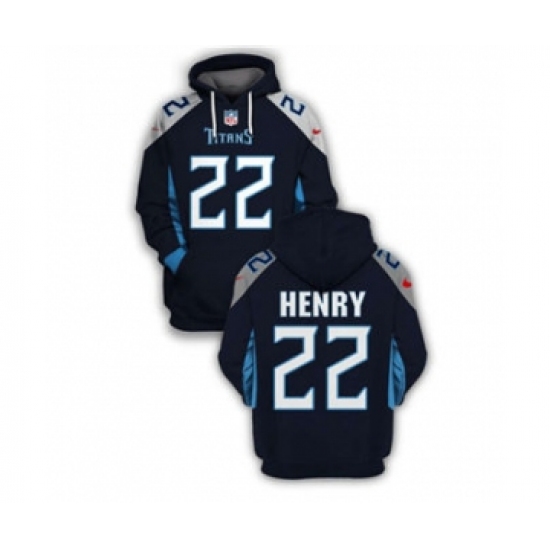 Men's Tennessee Titans #22 Derrick Henry 2021 Navy Pullover Football Hoodie - Jersey