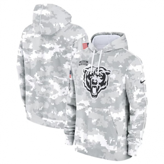 Men's Chicago Bears 2024 Arctic Camo Salute To Service Club Fleece Pullover Hoodie - Jersey