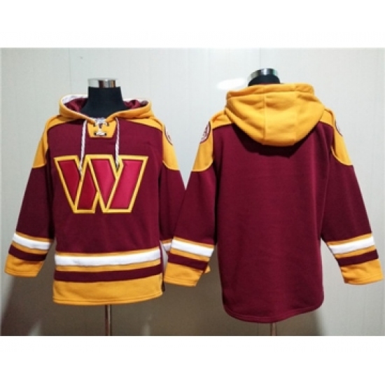 Men's Washington Commanders Blank Burgundy Lace-Up Pullover Hoodie - Jersey
