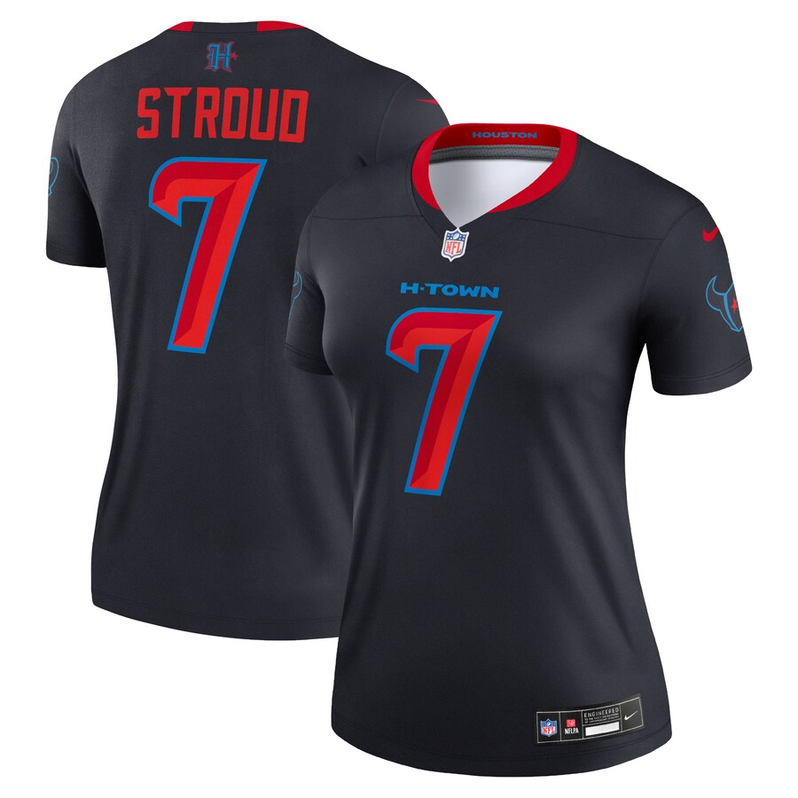 Women's Houston Texans C.J. Stroud Nike  Navy Alternate Legend Player Performance Top - Jersey