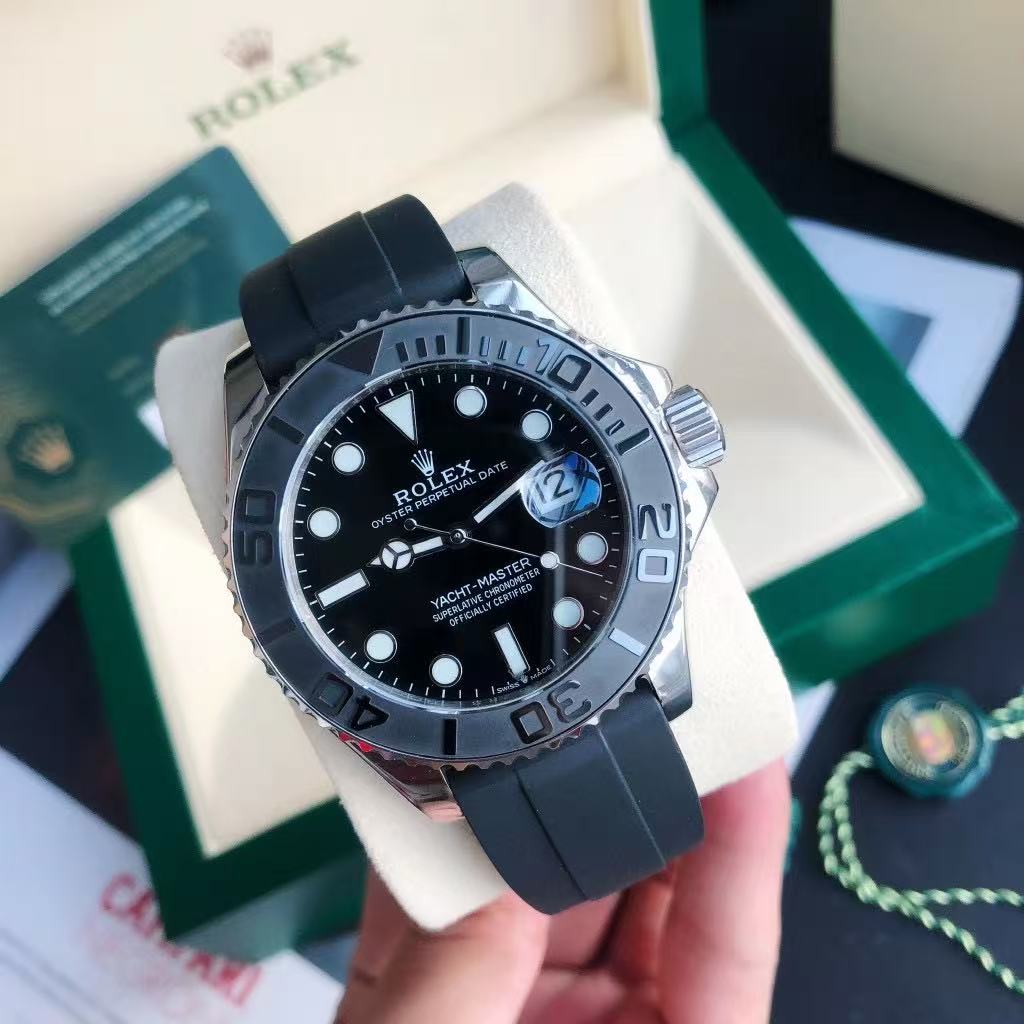 Code No. 5 Rolex Yacht-Master 18K White Gold Rubber Strap Watch