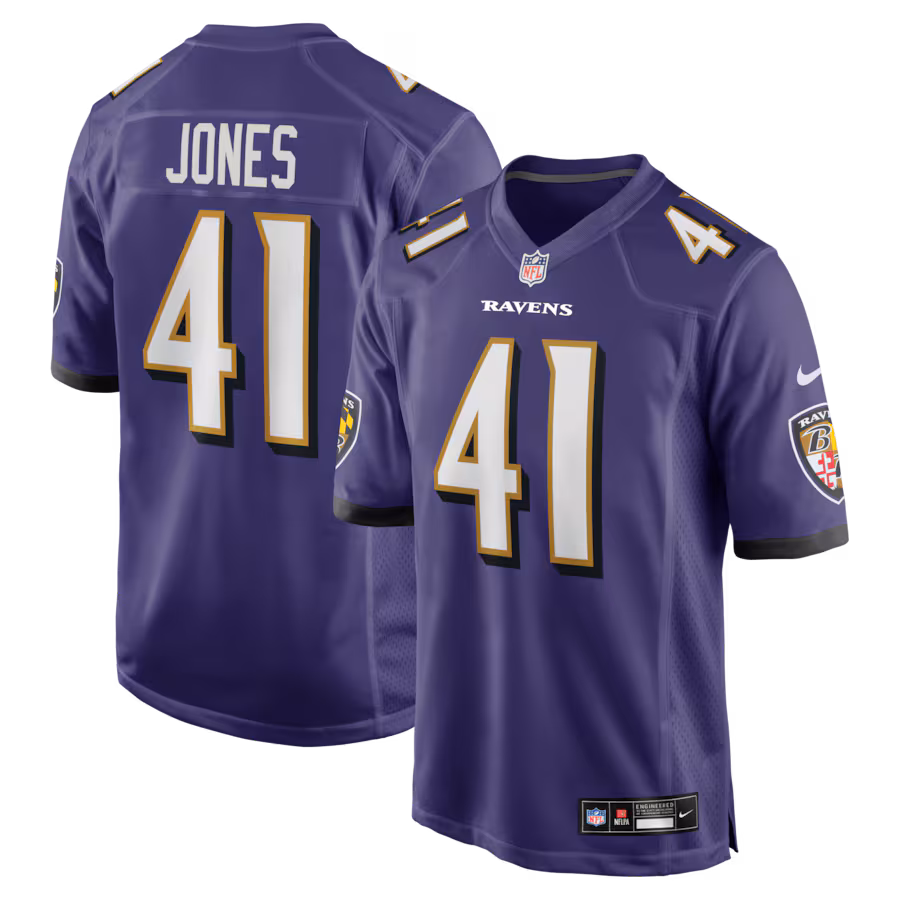 Men's Baltimore Ravens Dre'Mont Jones Nike Purple Team Game Jersey - Jersey