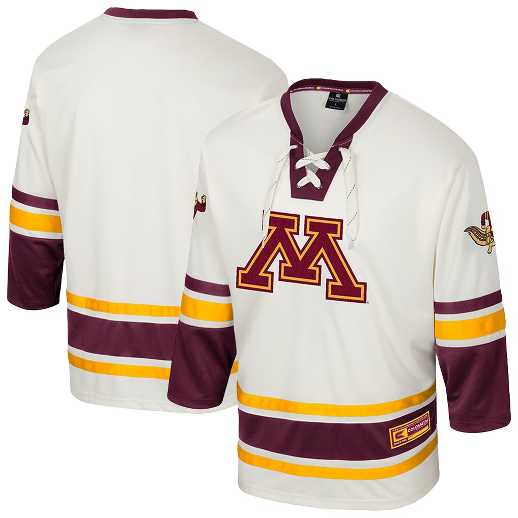 Men's Colosseum Cream Minnesota Golden Gophers Puck Proud Fashion Hockey Jersey - Jersey