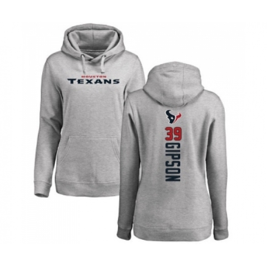 Football Women's Houston Texans #39 Tashaun Gipson Ash Backer Pullover Hoodie - Jersey