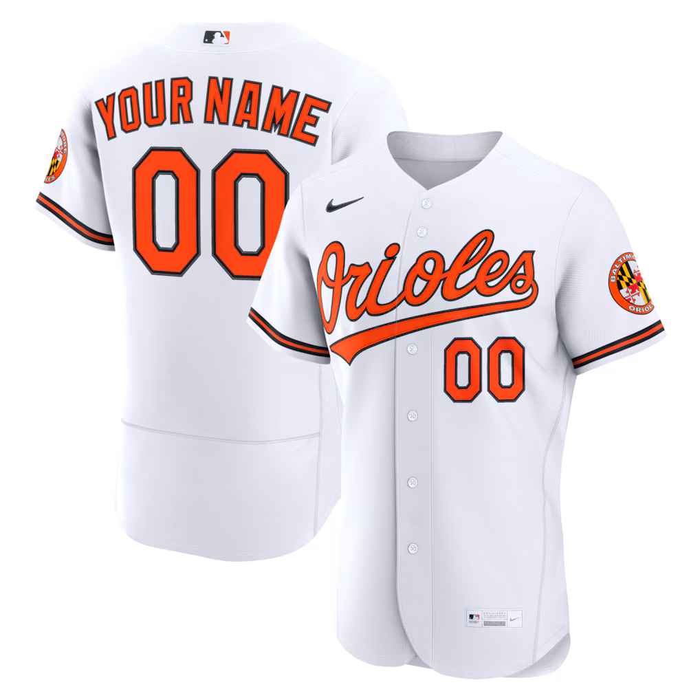 Men's Baltimore Orioles Nike White Home Authentic Custom Jersey - Jersey