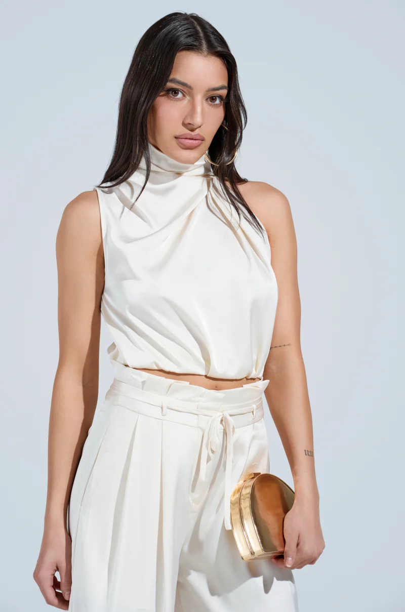 BLAKE SATIN MOCK NECK TOP - Akira Wear