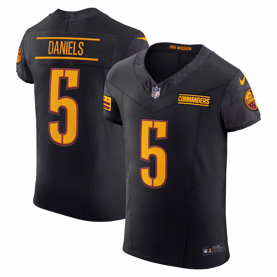 Men's Washington Commanders Jayden Daniels Nike Black Alternate Vapor F.U.S.E. Elite Jersey - Jersey