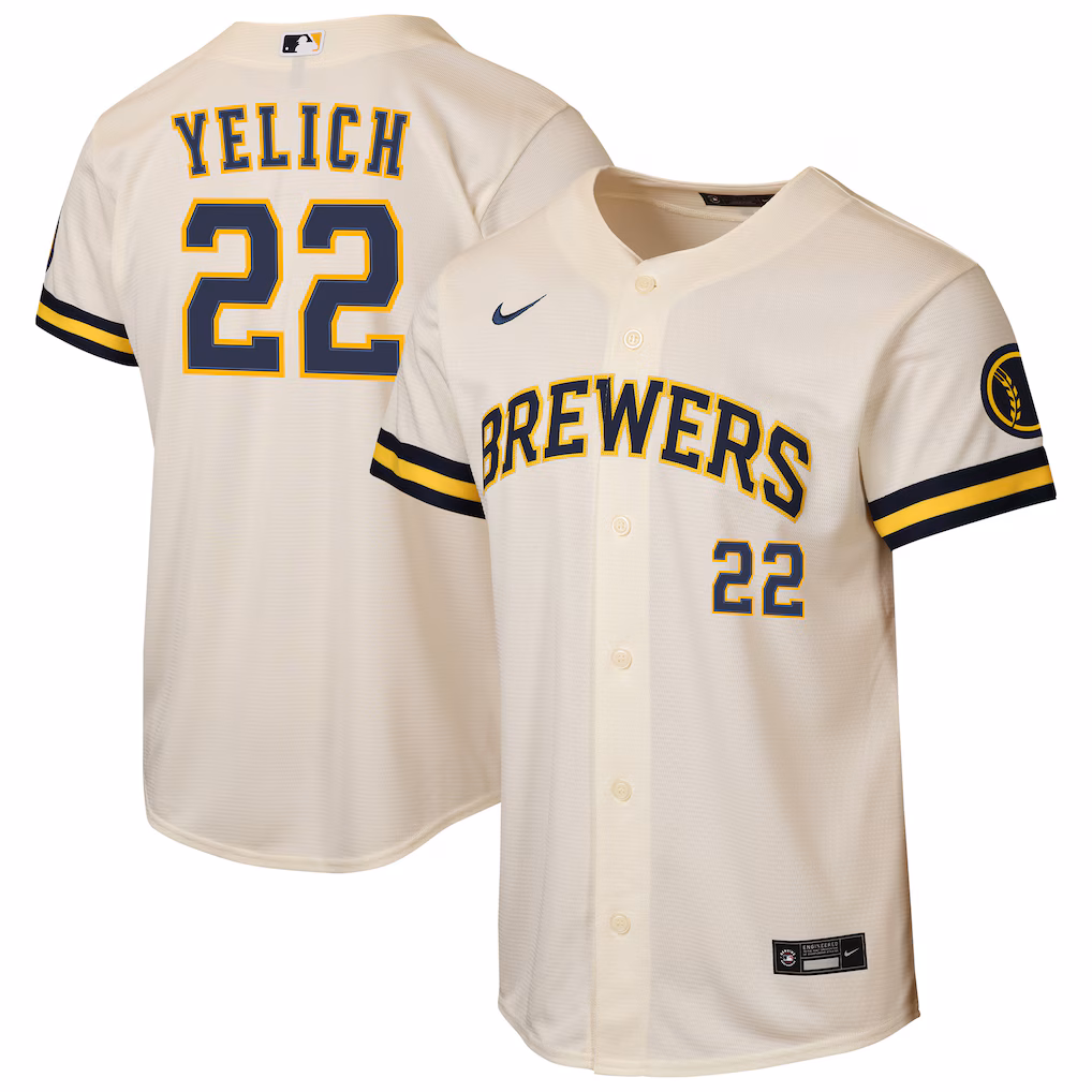 Youth Milwaukee Brewers Christian Yelich Nike Cream Home Stadium Jersey - Jersey