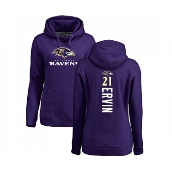 Football Women's Baltimore Ravens #21 Tyler Ervin Purple Backer Pullover Hoodie - Jersey