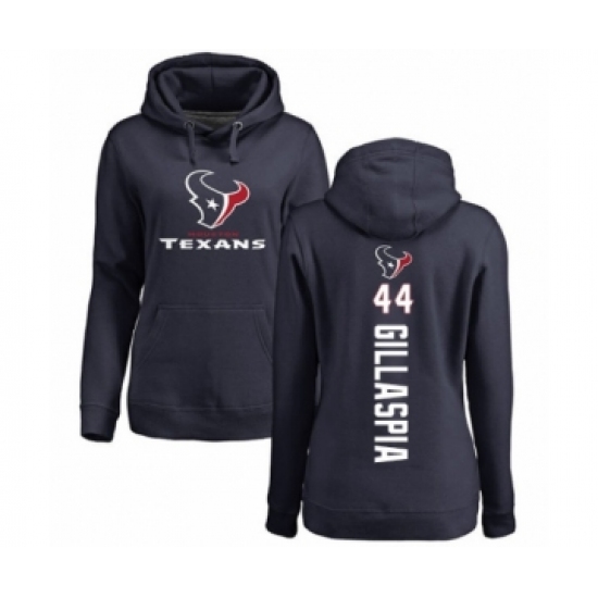 Football Women's Houston Texans #44 Cullen Gillaspia Navy Blue Backer Pullover Hoodie - Jersey