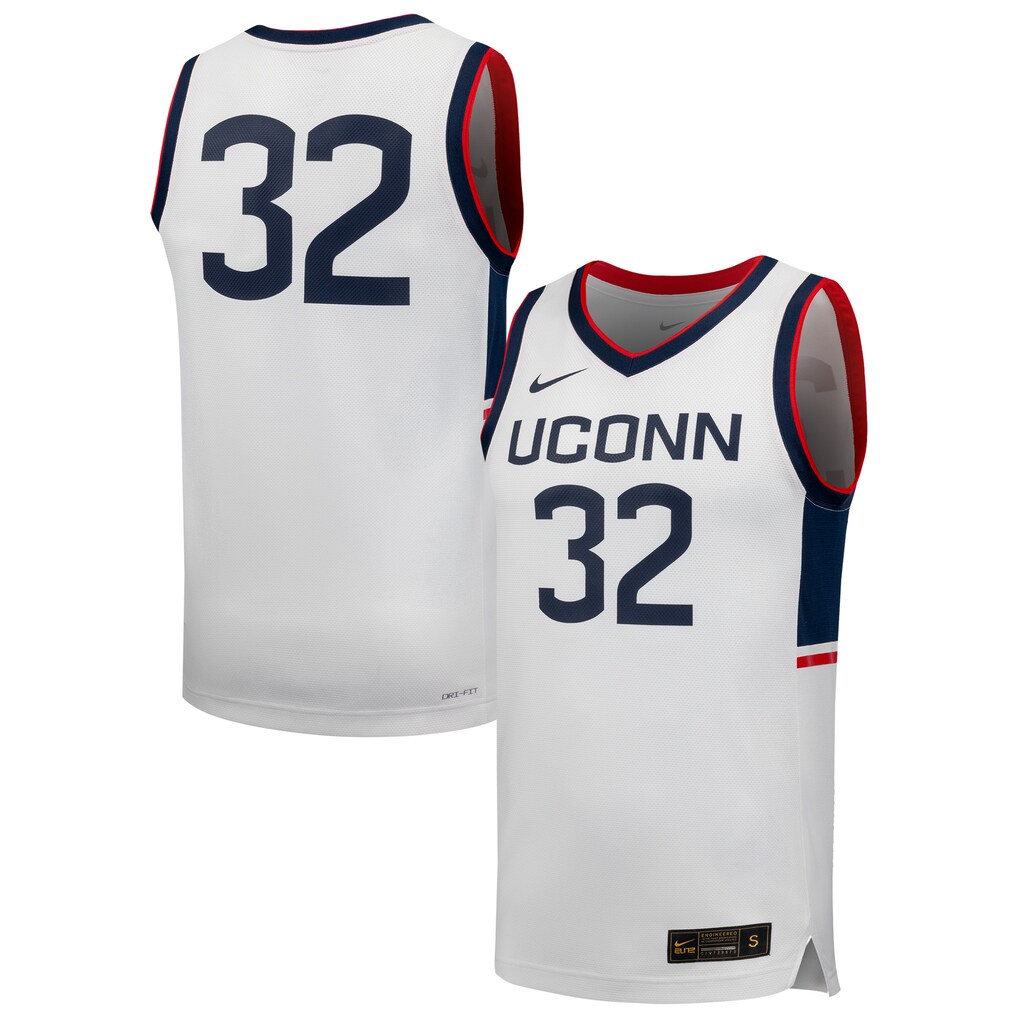 Men's Nike #32 White UConn Huskies Replica Basketball Jersey - Jersey