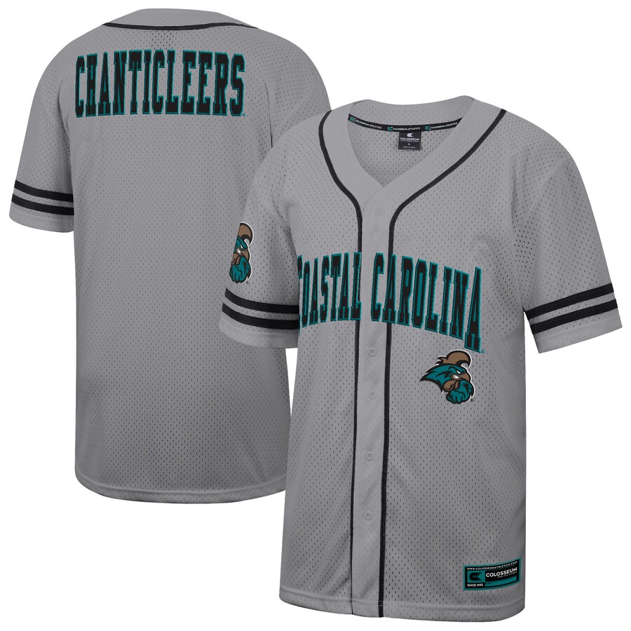 Men's Colosseum Gray Coastal Carolina Chanticleers Free Spirited Baseball Jersey - Jersey