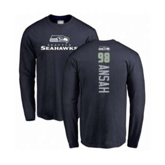 Football Seattle Seahawks #98 Ezekiel Ansah Navy Blue Backer Long Sleeve T-Shirt - Jersey
