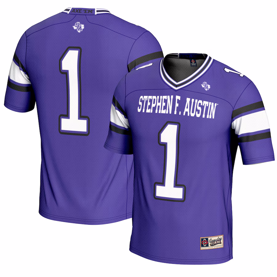 Men's GameDay Greats #1 Purple Stephen F Austin Lumberjacks Endzone Football Jersey - Jersey