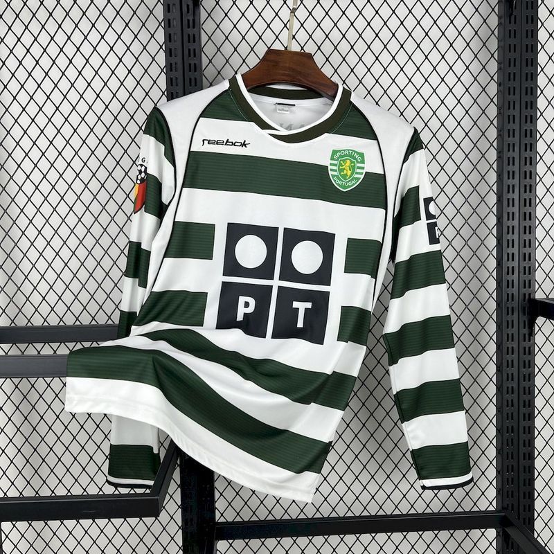 Sporting CP Retro Soccer Jersey Home Long Sleeve Custom Shirt 2001/03 - Jersey