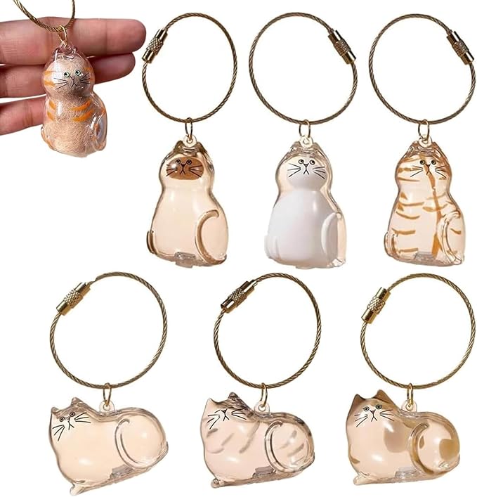6pcs Cat Hair Keychain & Fur Storage Bottle
