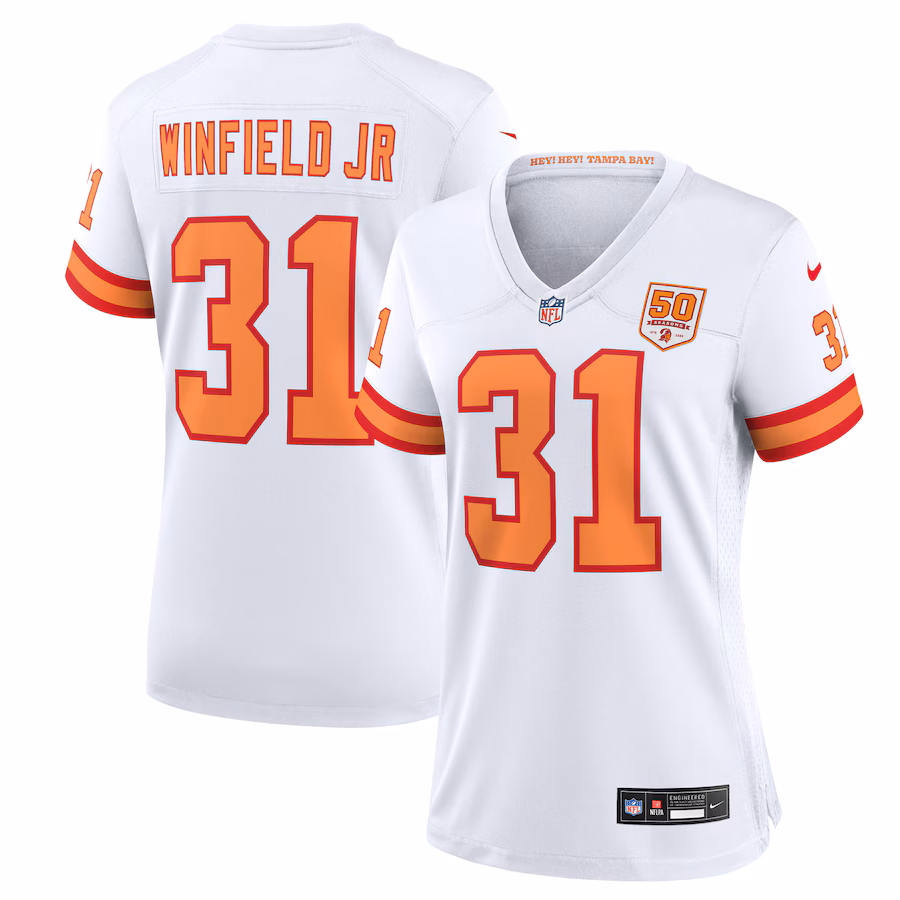 Women's '76 Tampa Bay Buccaneers Antoine Winfield Jr. Nike White 50th Season Game Jersey - Jersey
