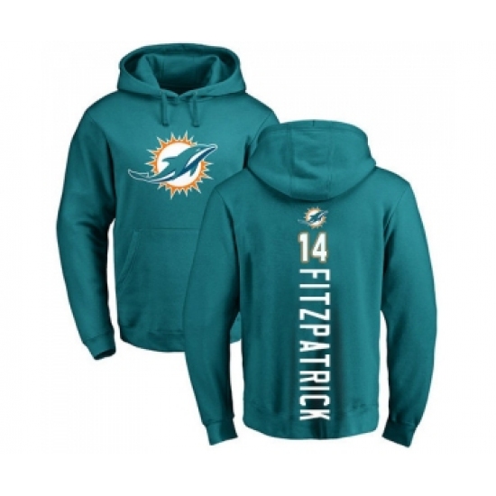 Football Miami Dolphins #14 Ryan Fitzpatrick Aqua Green Backer Pullover Hoodie - Jersey