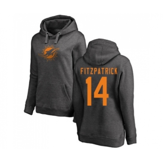 Football Women's Miami Dolphins #14 Ryan Fitzpatrick Ash One Color Pullover Hoodie - Jersey