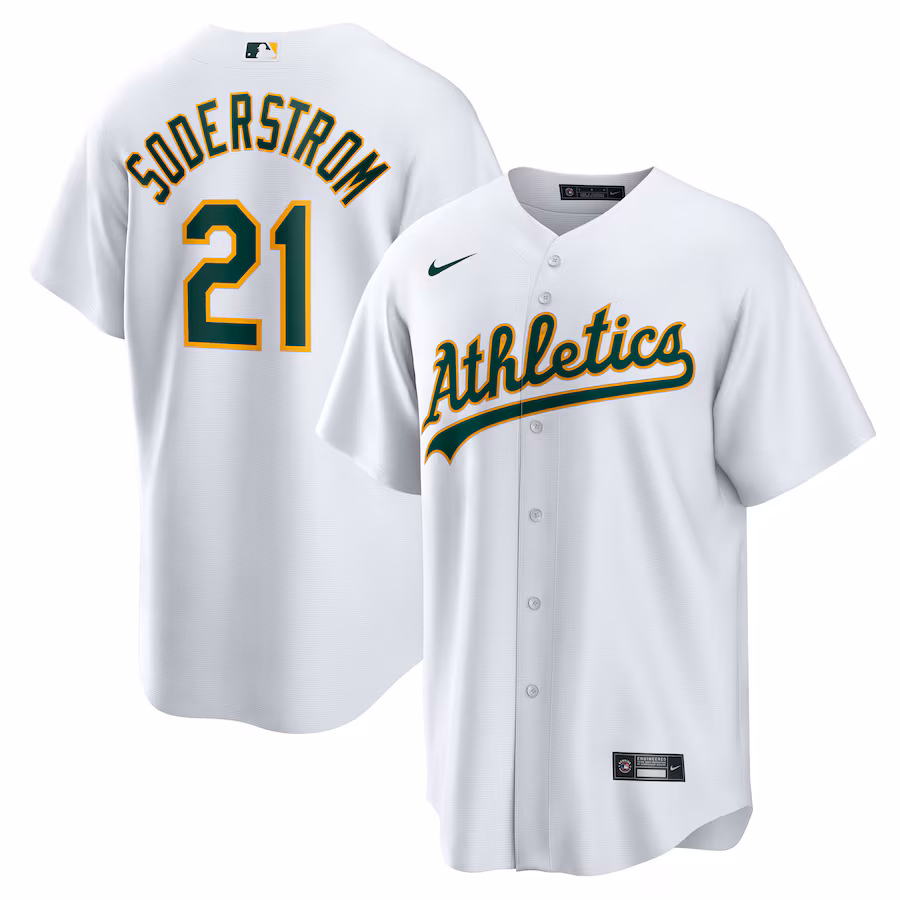 Men's Athletics Tyler Soderstrom Nike White Home Replica Jersey - Jersey